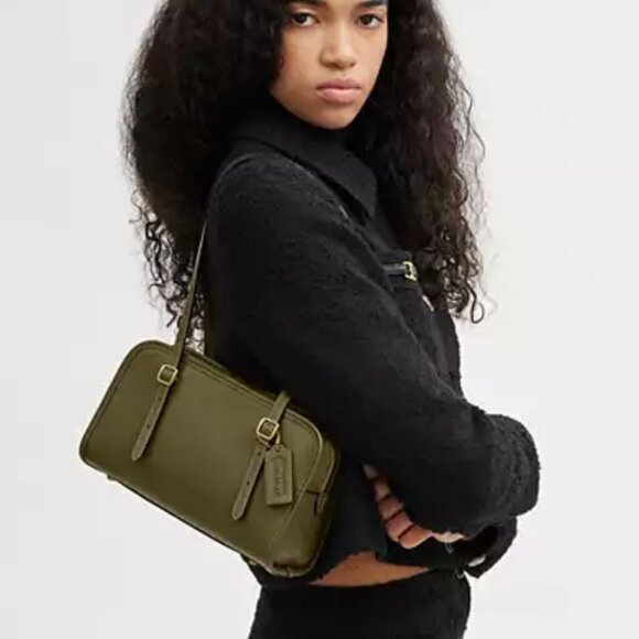 NWT ✅ Coach SWING Bag Glovetanned CM565 in Olive / Gold ⭐ NWT - Picture 3 of 16